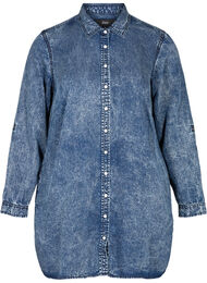 Lång skjorta i lyocell, Denim blue stone wash