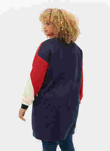 Lång sweatshirt med blockfärger, Navy Color Block, Model image number 1