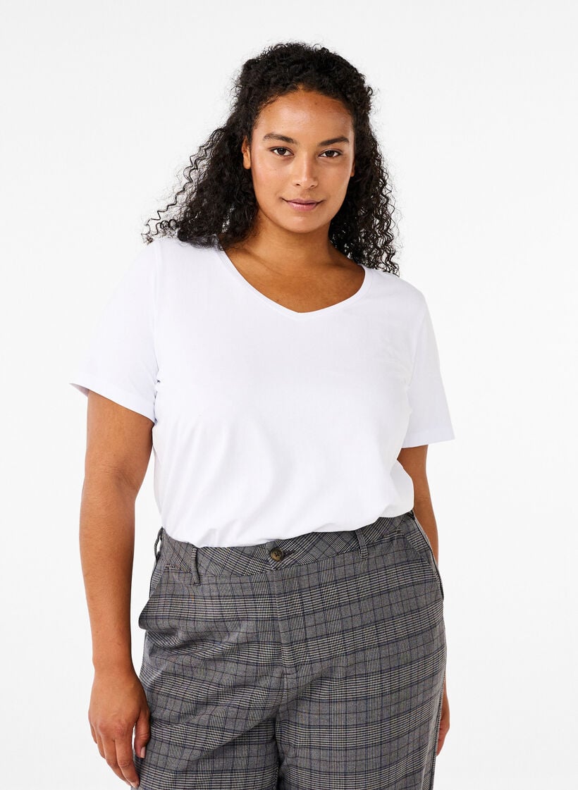 Enf&auml;rgad bas-t-shirt i bomull, Vit, Model image number 0