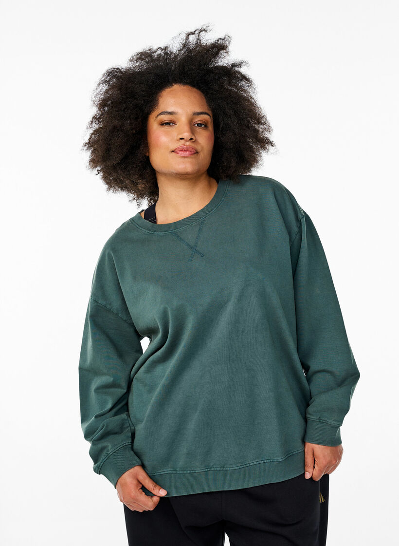 L&ouml;st sittande sweatshirt med tv&auml;ttad look, Gr&ouml;n, Model image number 0