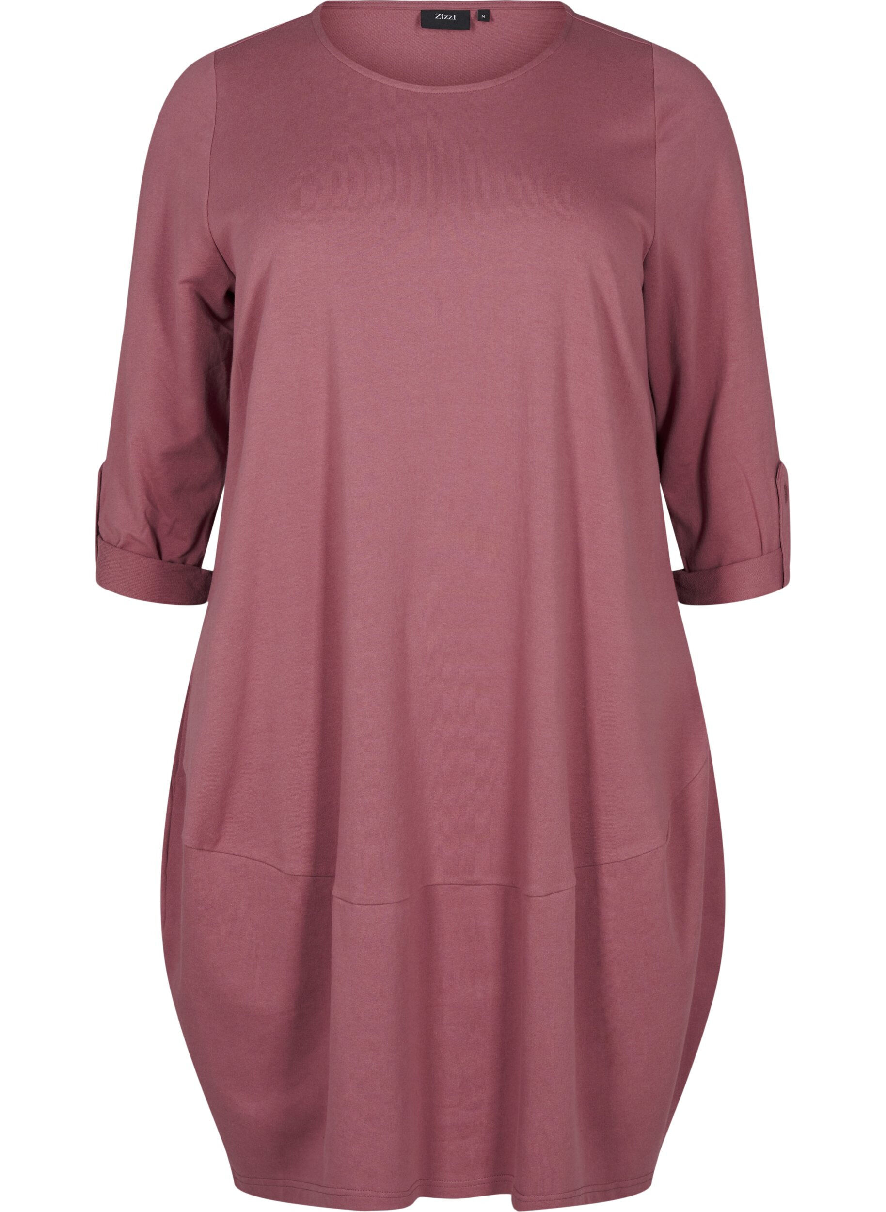 Zizzi Ballongkl&auml;nning i bomull med fickor, Rosa, Packshot image number 0