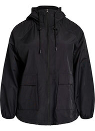 L&auml;tt jacka med huva och fickor, Svart