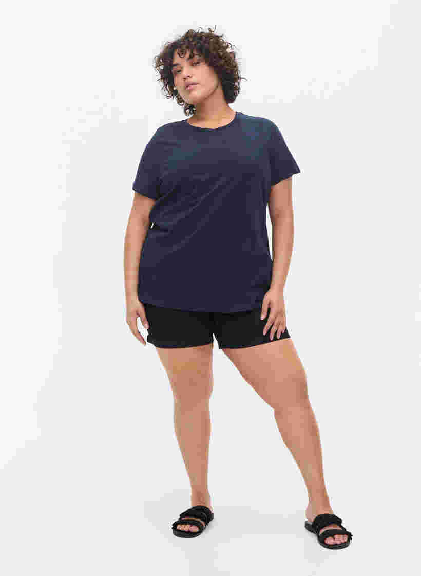 2-pack kortärmade t-shirtar i bomull, Navy B/Reseda, Model image number 2