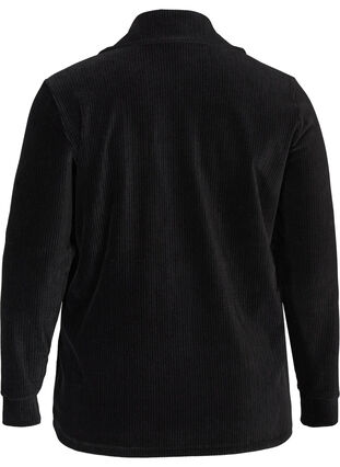 Velour blus med hög hals och blixtlås, Black, Packshot image number 1