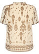 Blus med m&ouml;nster och virkad kant, Beige, Packshot image number 1