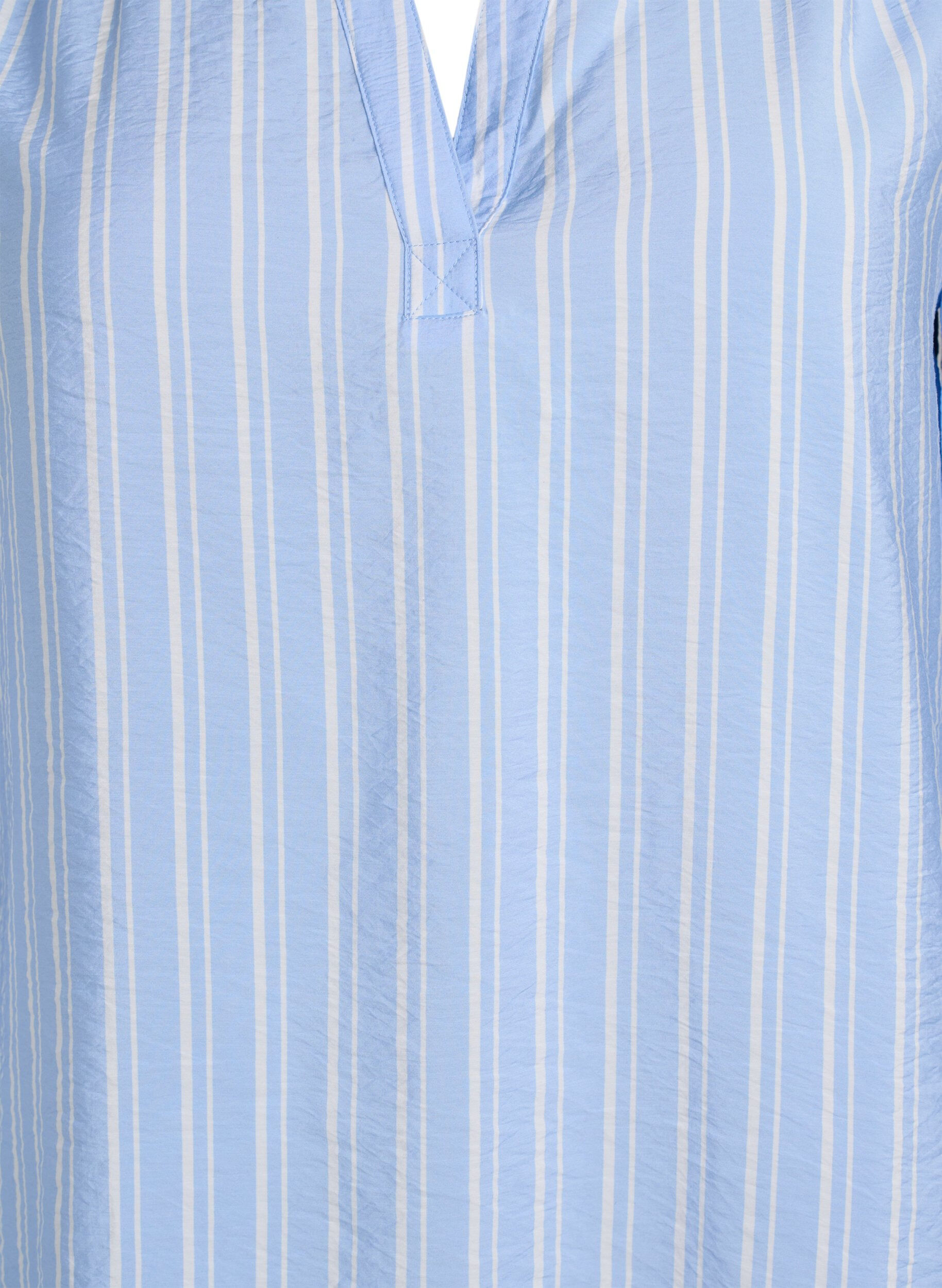 Zizzi FLASH - Randig skjortskjortblus med v-ringning, Bl&aring;, Packshot image number 2