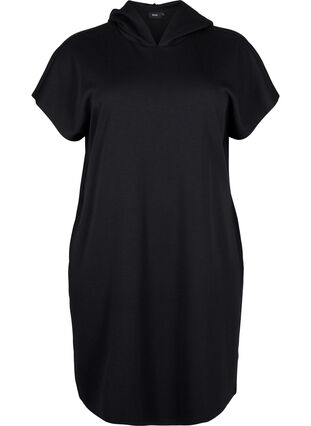 Kortärmad sweatshirtklänning i modalmix, Black, Packshot image number 0