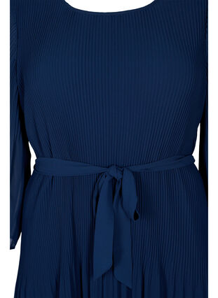 Plisserad klänning med knytband, Navy Blazer, Packshot image number 2