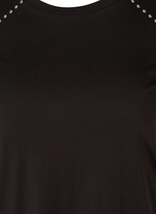 T-shirt i bomull med nitar, Black, Packshot image number 2
