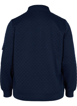 Quiltad tröja med dragkedja, Navy Blazer, Packshot image number 1