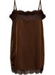 L&aring;ng topp i satin med spetskanter, Brun, Packshot image number 1