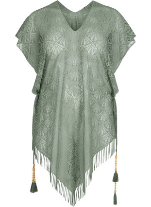Kortärmad strandklänning med spets, Chinois Green, Packshot image number 0