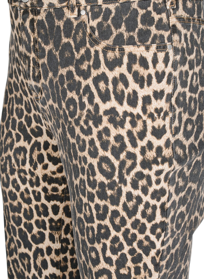 Jeans med leopardmönster i rak passform, Brun, Packshot image number 2