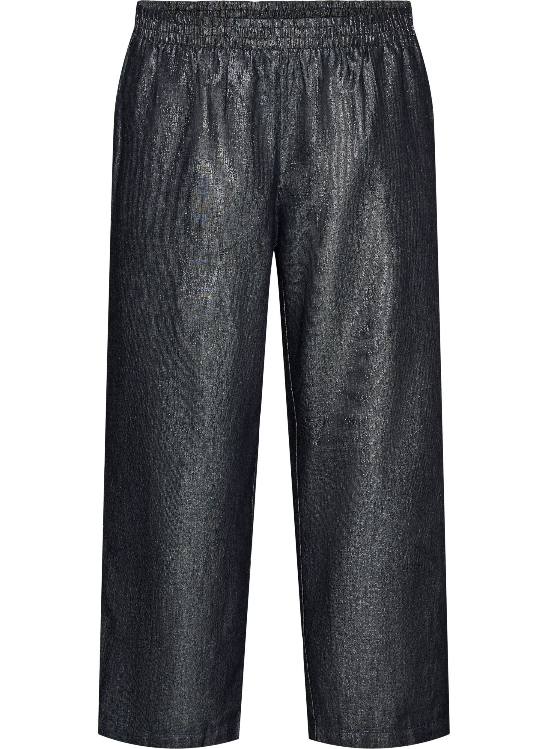 ZizziJeans med raka ben med glittertr&aring;d, Gr&aring;, Packshot image number 0