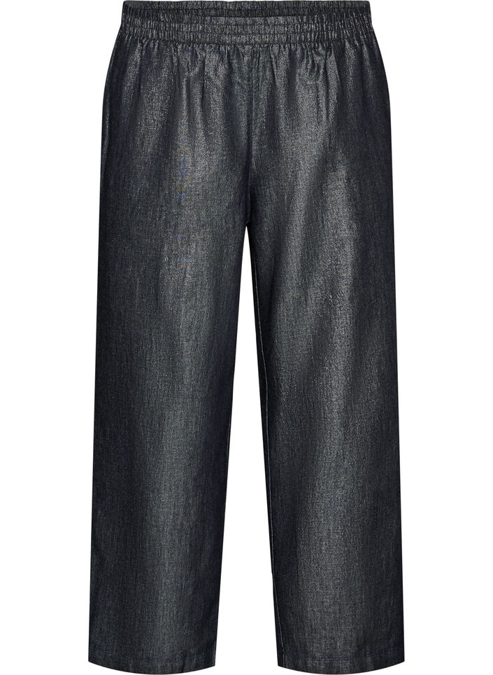 Jeans med raka ben med glittertr&aring;d, Gr&aring;, Packshot image number 0
