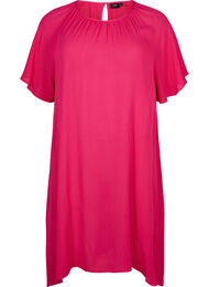 Viskosklänning med korta ärmar, Bright Rose, Packshot