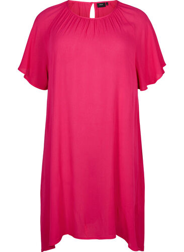 Viskosklänning med korta ärmar, Bright Rose, Packshot image number 0