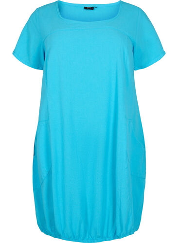 Kortärmad klänning i bomull, Blue Atoll, Packshot image number 0