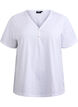T-shirt med knappdetalj, Vit, Packshot image number 0
