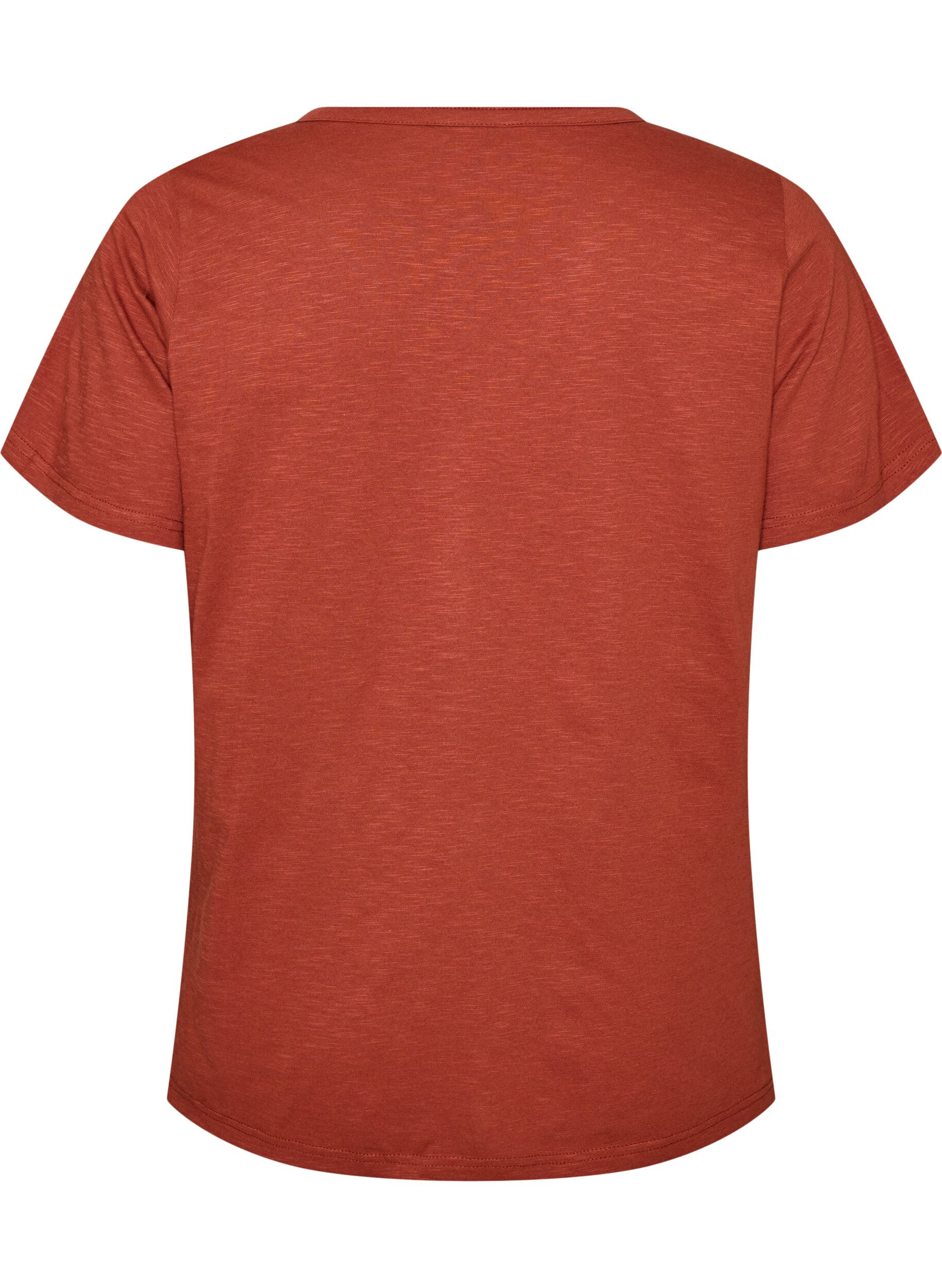 ZizziT-shirt med knappdetalj, Brun, Packshot image number 1