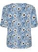 Blommig blus med korta &auml;rmar, Bl&aring;, Packshot image number 1