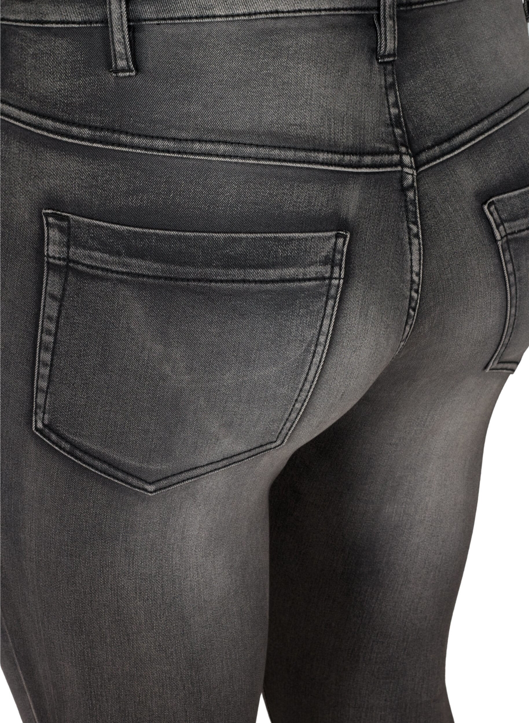Zizzi Super slim Amy jeans med h&ouml;g midja, Dark Grey Denim, Packshot image number 3