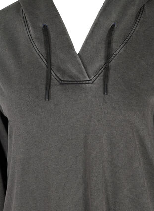 Lös sweatshirtklänning i bomull med huva och fickor, DARK GREY WASHED, Packshot image number 2