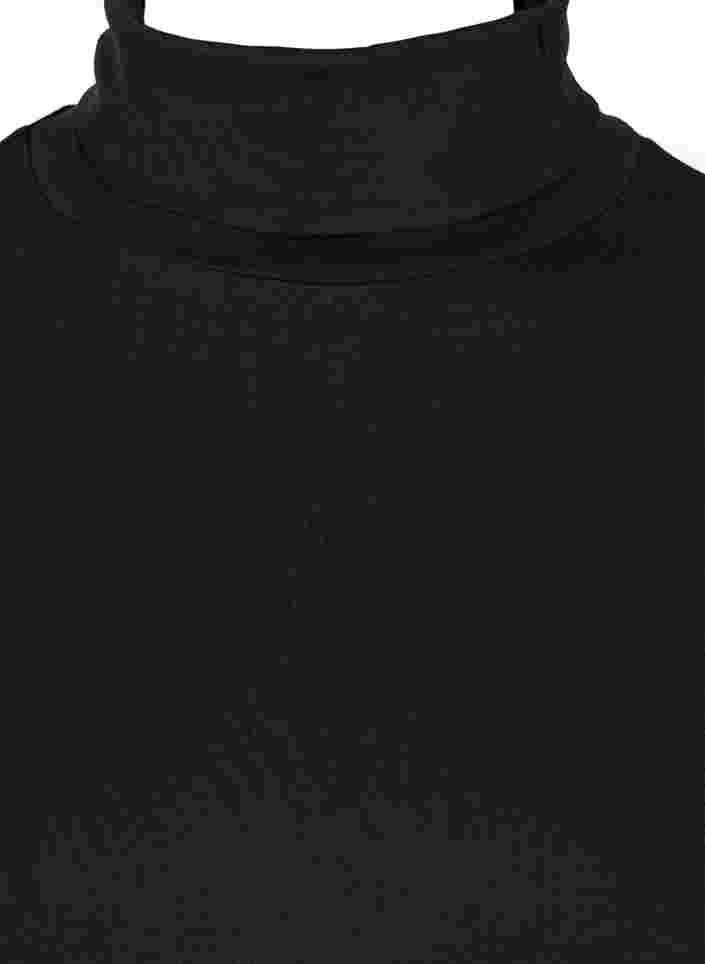 Långärmad polotröja i bomull, Solid Black, Packshot image number 2