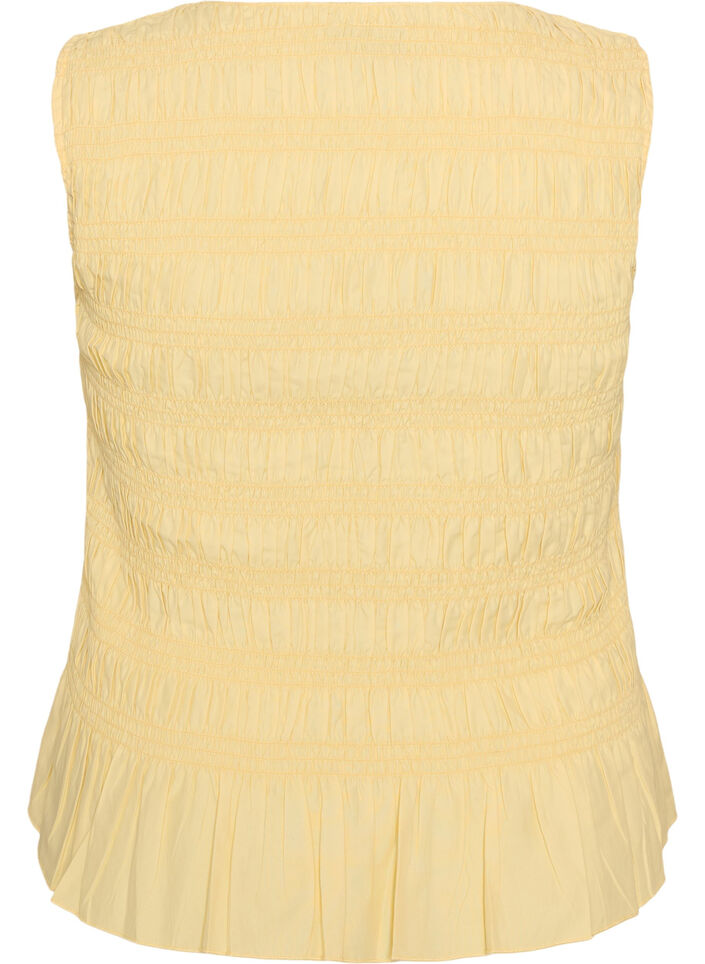 Smocktopp med b&aring;tringning och peplum, Gul, Packshot image number 1