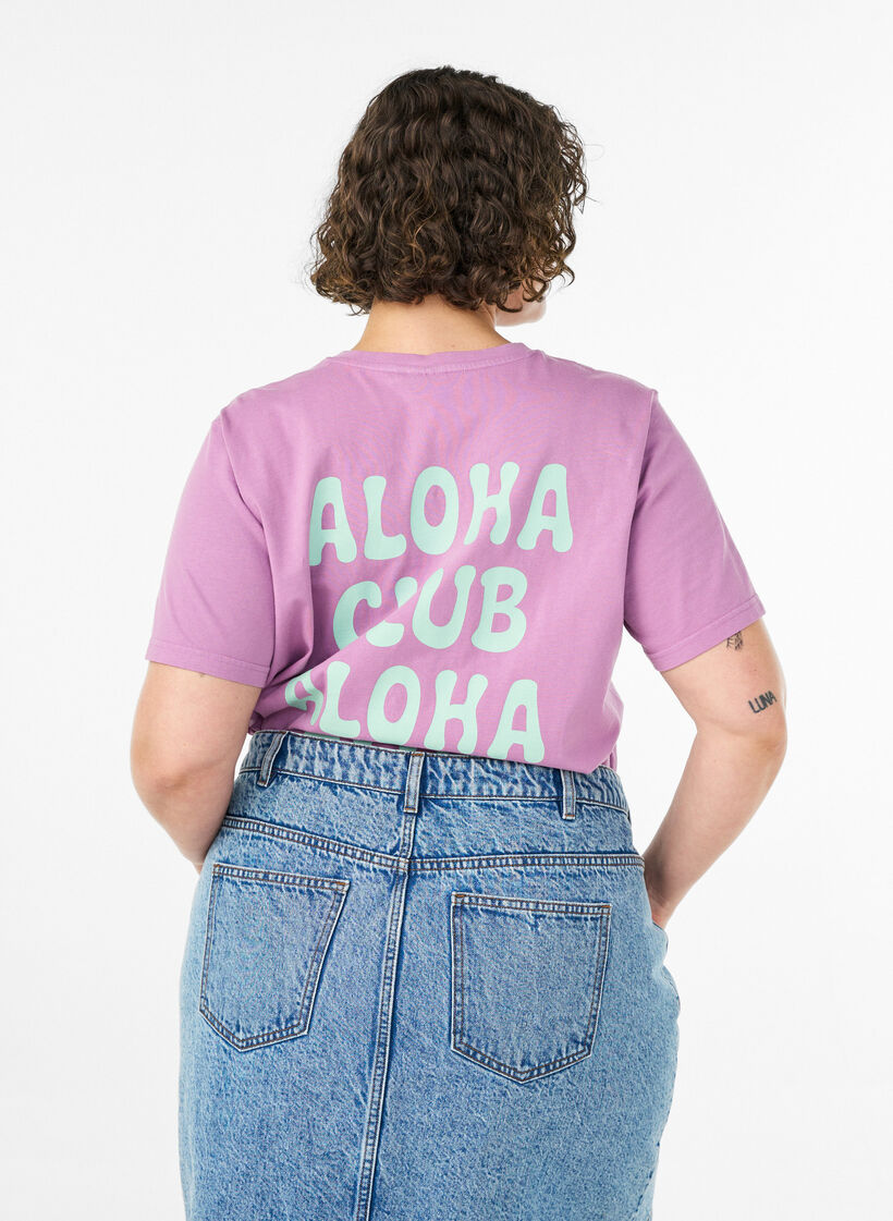 T-shirt i ekologisk bomull med tryck p&aring; ryggen, Rosa, Model image number 2