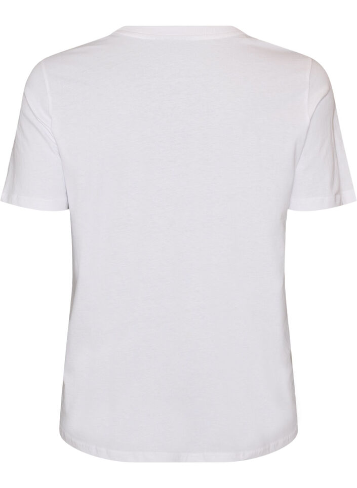 T-shirt i bomull med tryck, Vit, Packshot image number 1