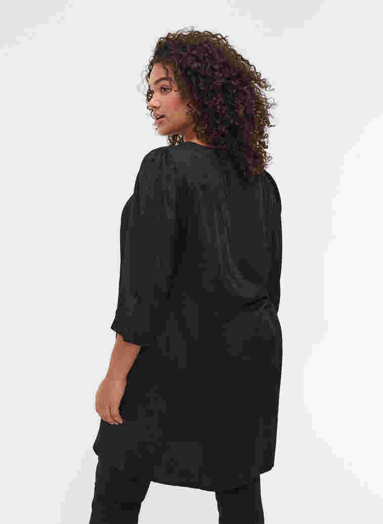 Tunika med knappar och 3/4 ärmar, Black, Model image number 1