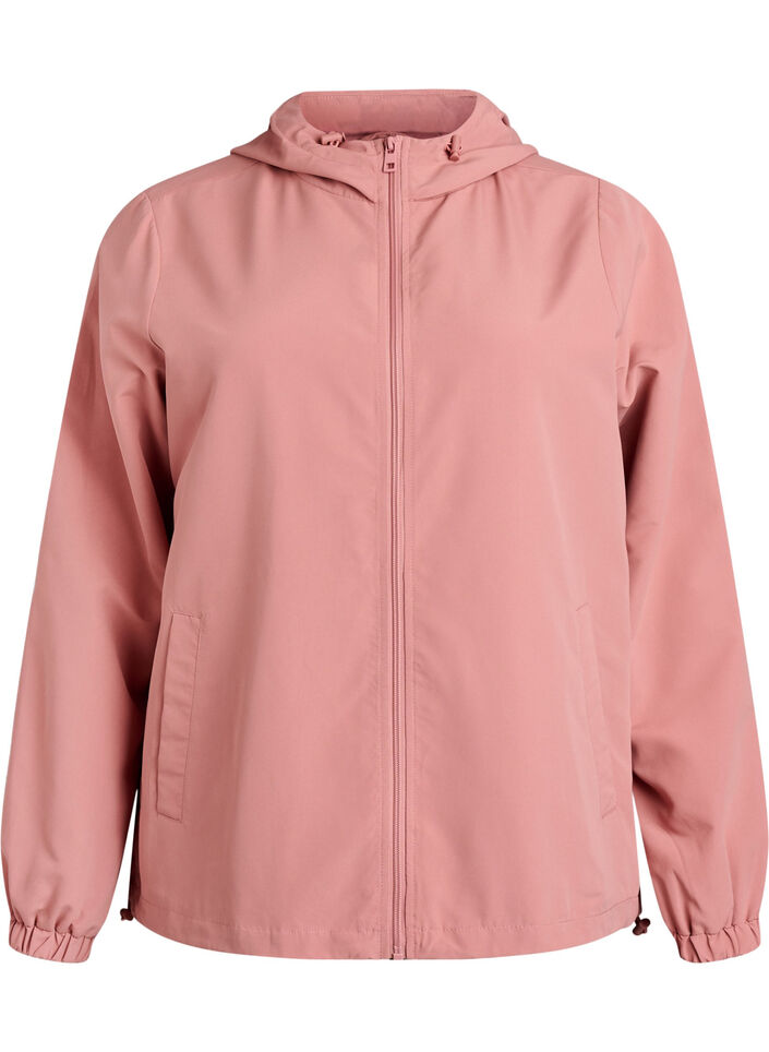 L&auml;tt jacka med huva och dragkedja, Rosa, Packshot image number 0
