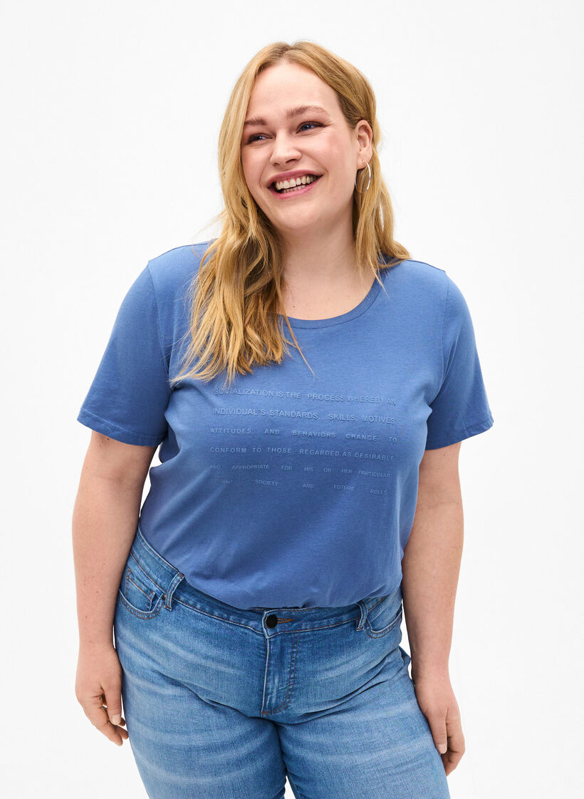 T-shirt med textmotiv, Moonlight B. W.Navy, Model image number 0