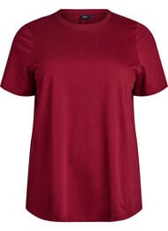 Enkel t-shirt i bomull med rund halsringning, M&ouml;rk Bordeaux