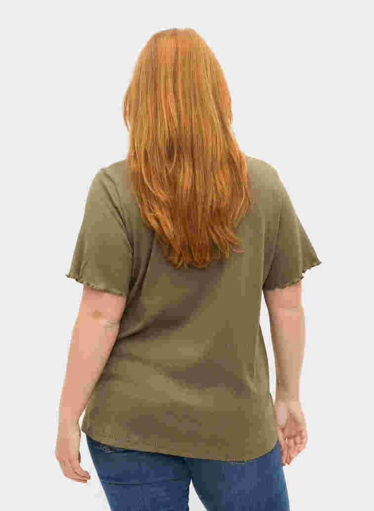 Ribbad t-shirt, Dusty Olive, Model image number 1
