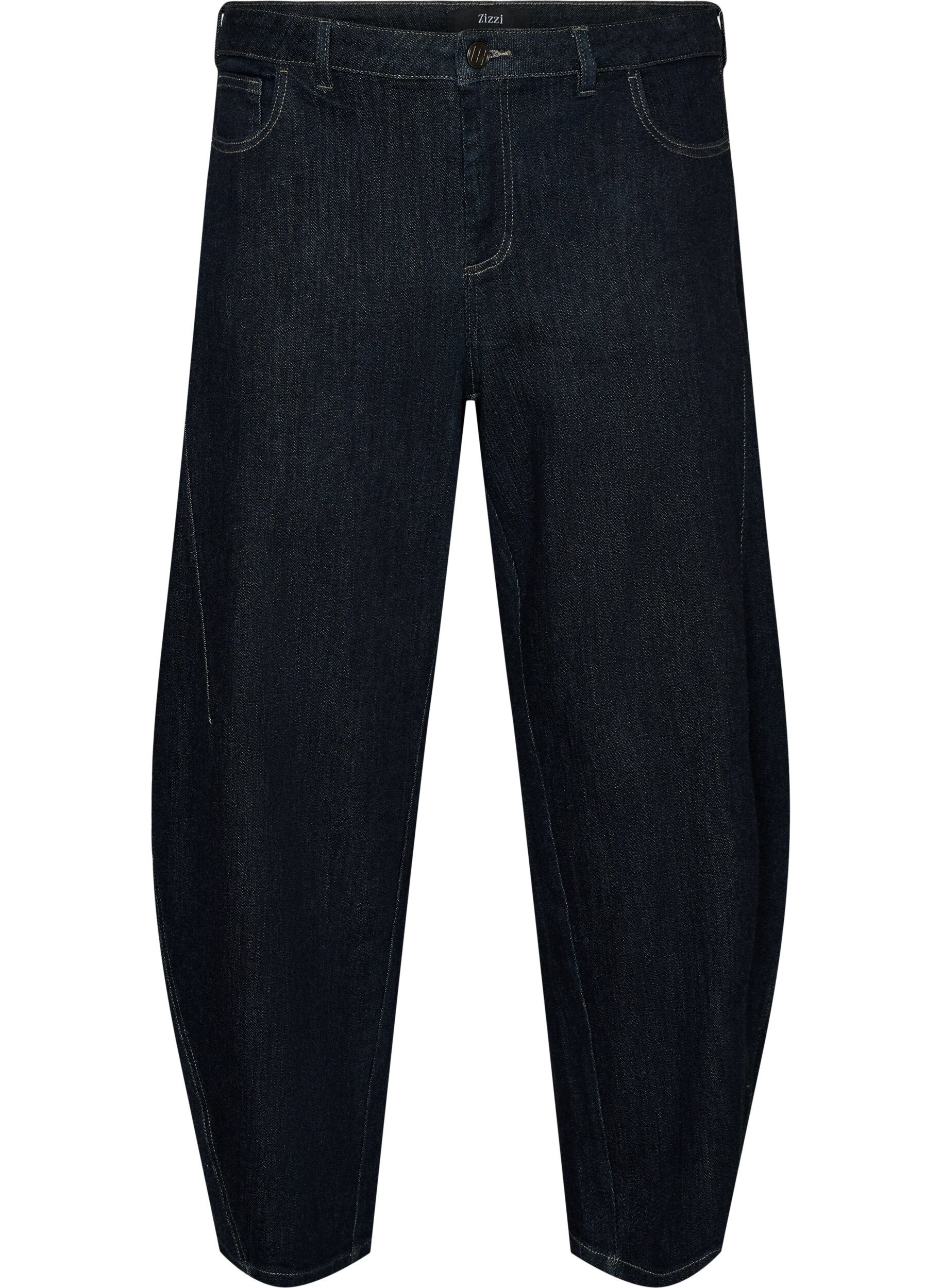 ZizziBarrel fit-jeans med h&ouml;g midja, Bl&aring;, Packshot image number 0