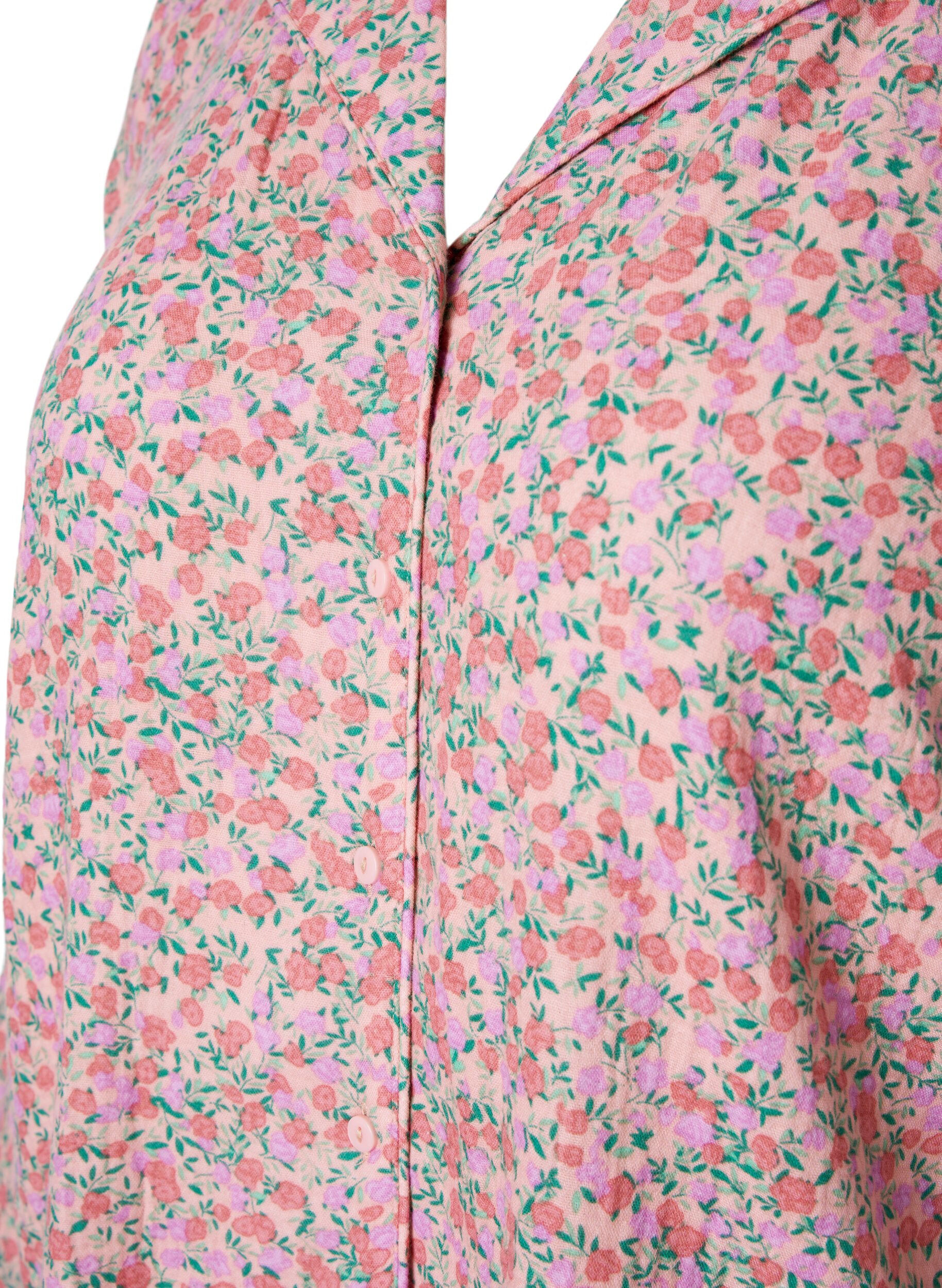 Zizzi Pyjamasskjorta i bomull med blomm&ouml;nster, Powder Pink, Packshot image number 2