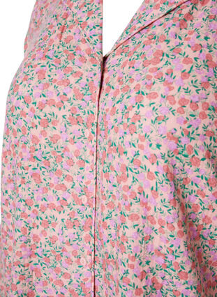 Pyjamasskjorta i bomull med blommönster, Powder Pink, Packshot image number 2