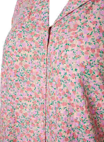 Pyjamasskjorta i bomull med blommönster, Powder Pink, Packshot image number 2