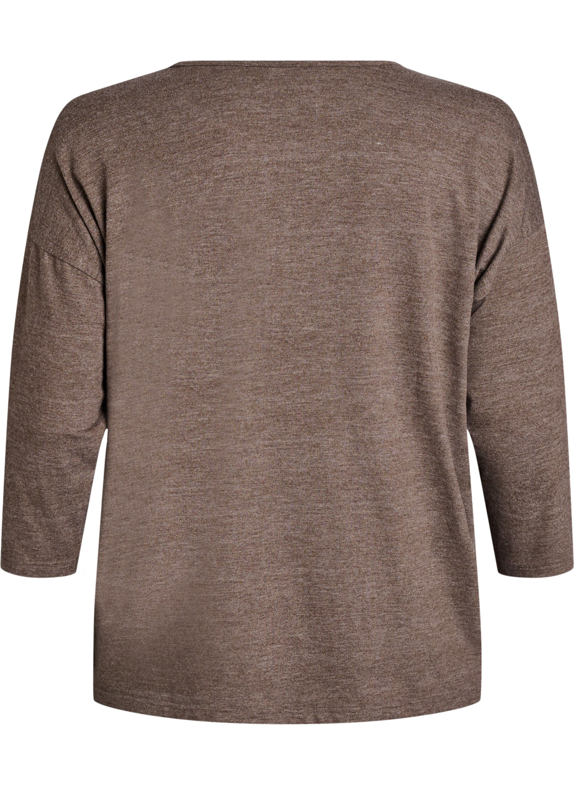 Zizzi Jerseyblus med 3/4-&auml;rm, Brun, Packshot image number 1