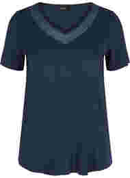 V-ringad t-shirt med meshdetaljer, Navy Blazer
