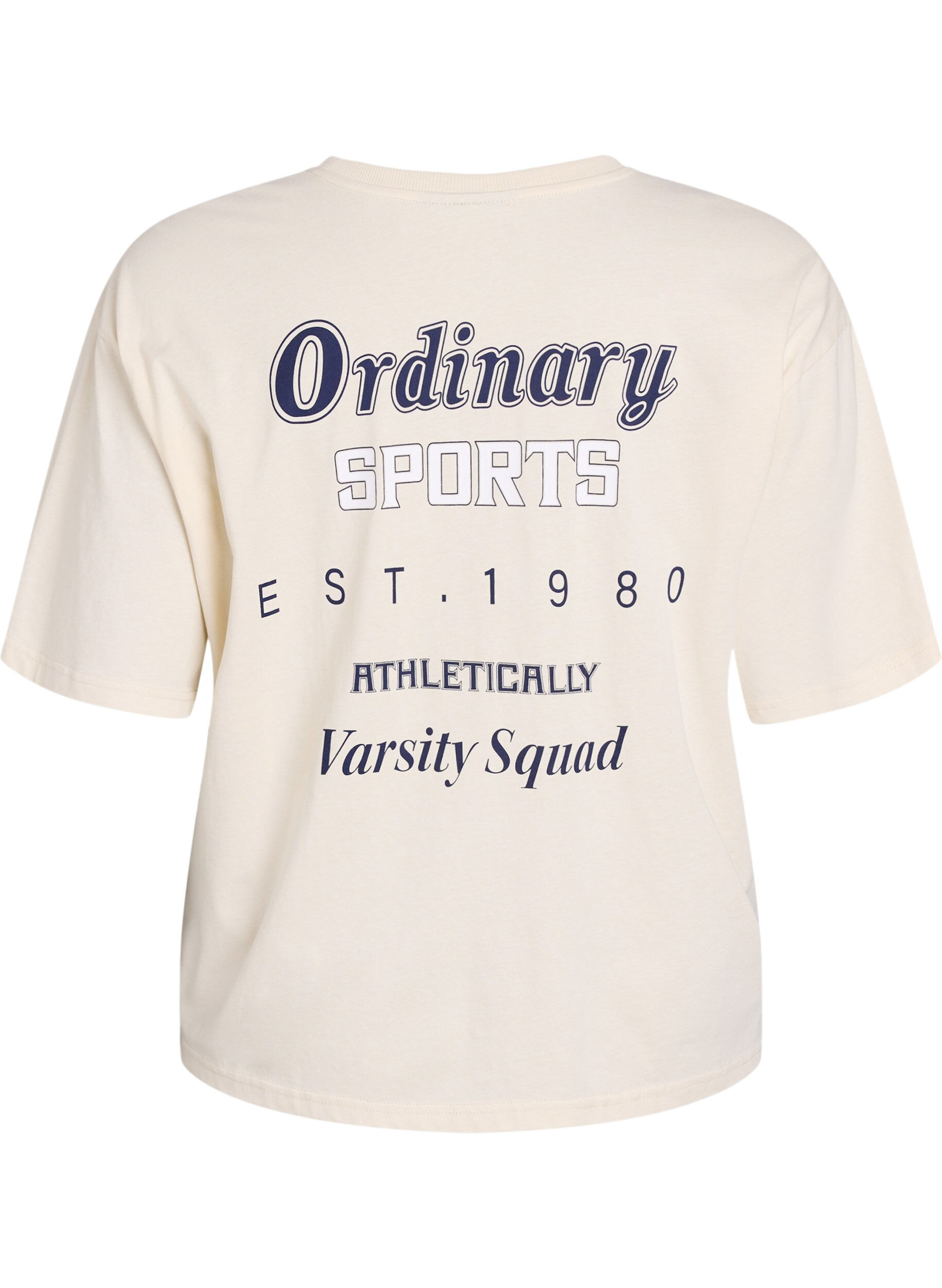 Zizzi Oversized T-shirt med tryck p&aring; ryggen, Beige, Packshot image number 1