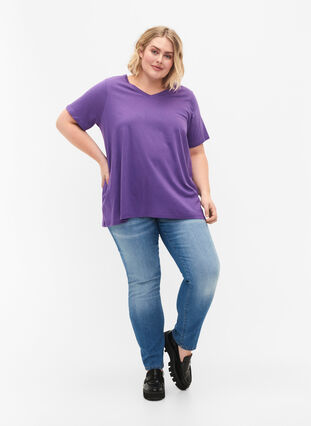 A-linjeskuren t-shirt med korta ärmar, Deep Lavender, Model image number 2