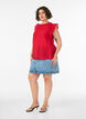 &Auml;rml&ouml;s blus med struktur och volanger, R&ouml;d, Model image number 1