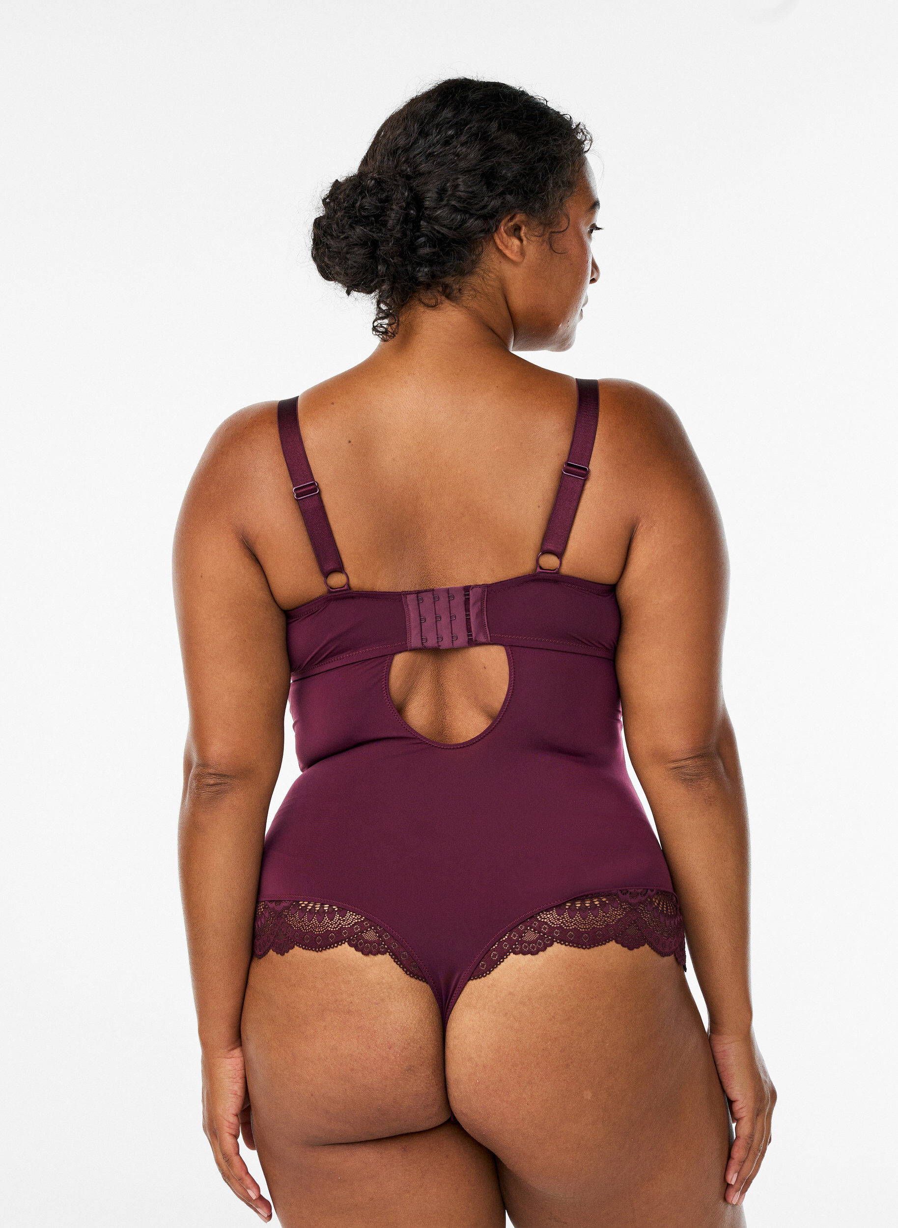 Zizzi Body i spets med bygel och banddetaljer, R&ouml;d, Model image number 1