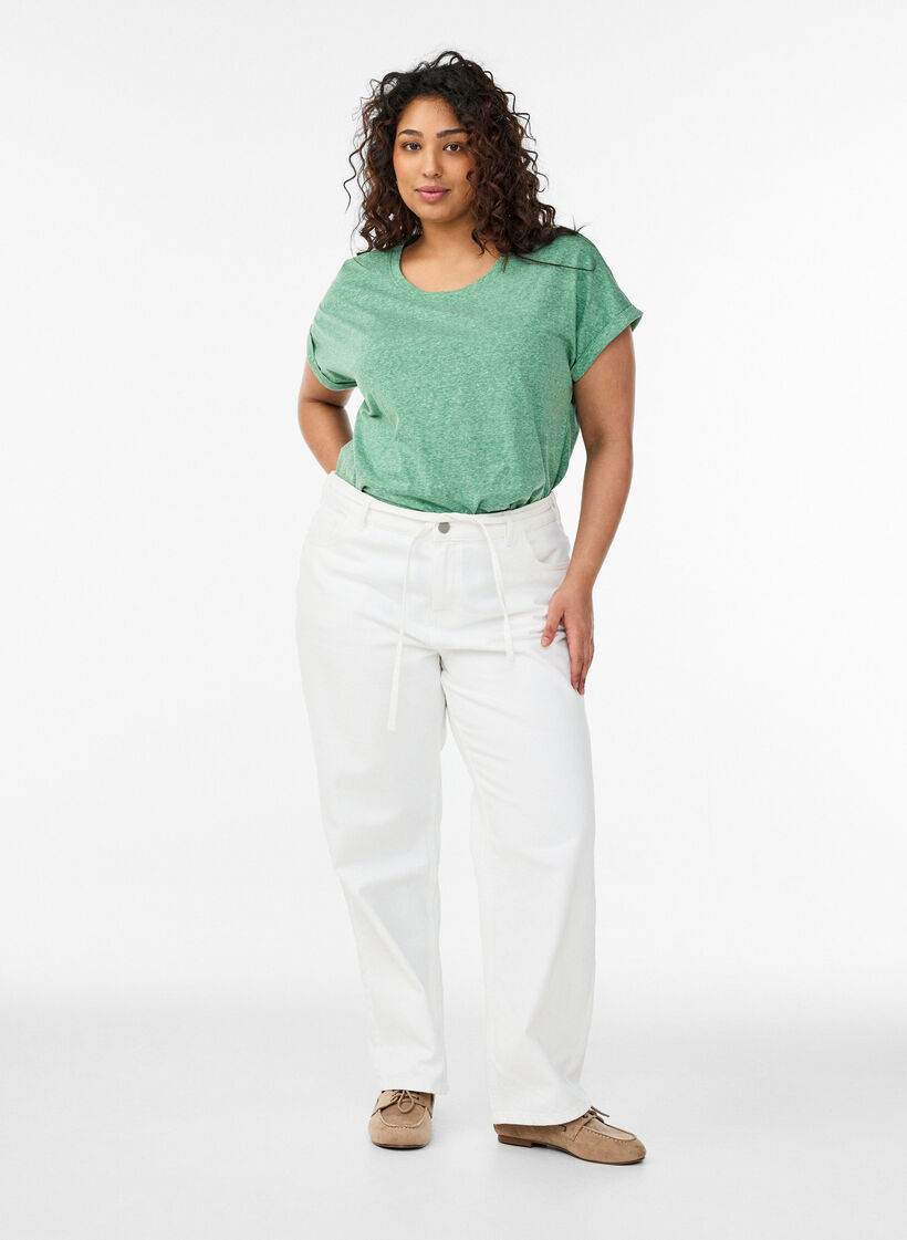 Melerad t-shirt med korta &auml;rmar, Gr&ouml;n, Model image number 1