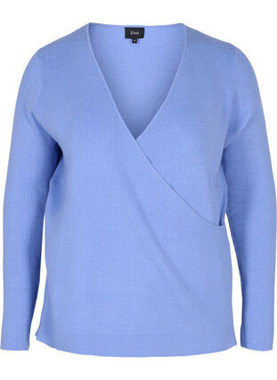 Stickad tröja med omlott, Lavender Lustre, Packshot image number 0