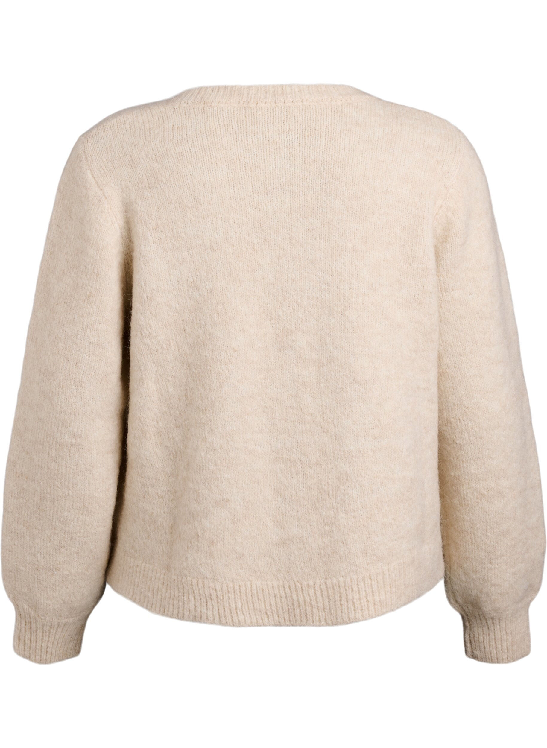 Zizzi Cardigan i ull och alpacka med dekorativa knappar, Beige, Packshot image number 1