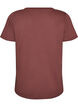 T-shirt i bomull med tryck framtill och v-ringning, Rosa, Packshot image number 1